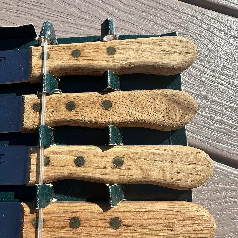 Set of 6 Russel International Steak Knives‎ WA Forge Wood Handle Stainless Steel